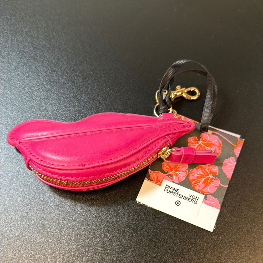 Diane von Furstenberg Pink Lip-Shaped Bag Charm Coin Purse